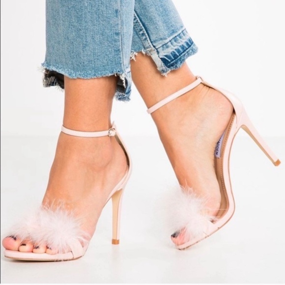 Steve Madden Scarlet Heels in Pink Suede with Fuzzy Detail